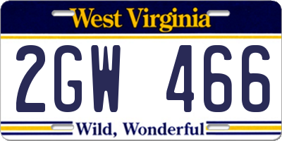 WV license plate 2GW466