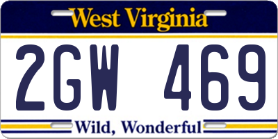 WV license plate 2GW469