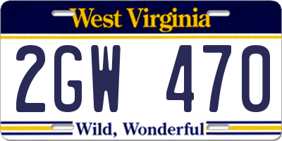 WV license plate 2GW470