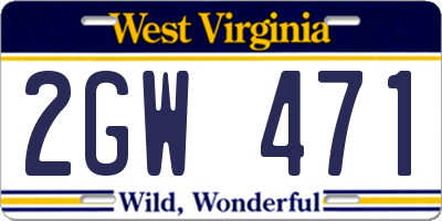 WV license plate 2GW471