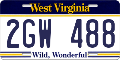 WV license plate 2GW488