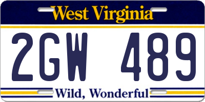 WV license plate 2GW489