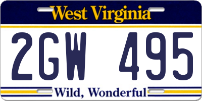 WV license plate 2GW495
