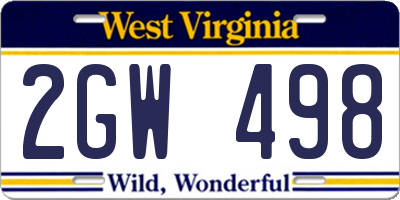 WV license plate 2GW498