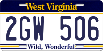 WV license plate 2GW506