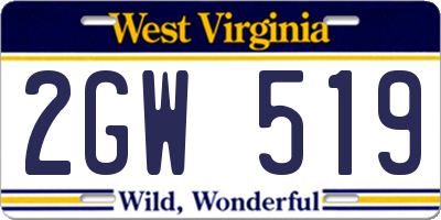 WV license plate 2GW519
