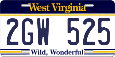 WV license plate 2GW525