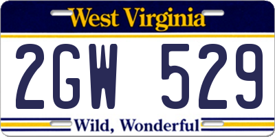 WV license plate 2GW529