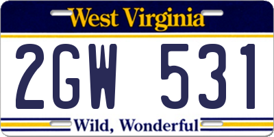 WV license plate 2GW531