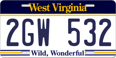 WV license plate 2GW532