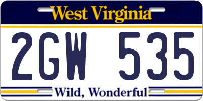 WV license plate 2GW535