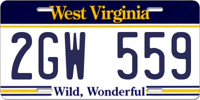 WV license plate 2GW559