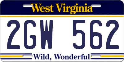 WV license plate 2GW562