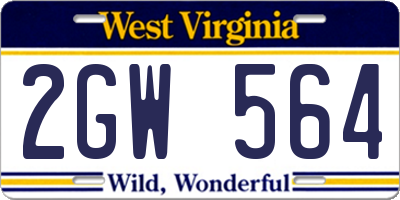 WV license plate 2GW564