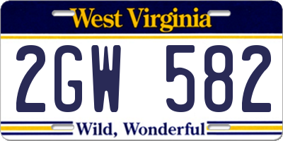 WV license plate 2GW582
