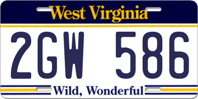 WV license plate 2GW586