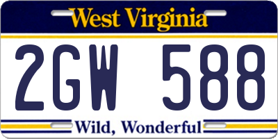 WV license plate 2GW588