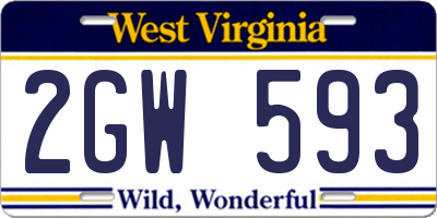 WV license plate 2GW593