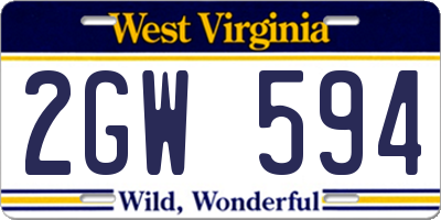 WV license plate 2GW594
