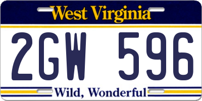 WV license plate 2GW596