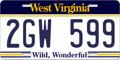 WV license plate 2GW599