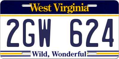 WV license plate 2GW624