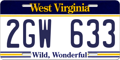 WV license plate 2GW633