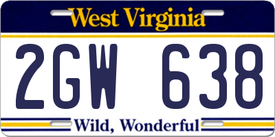 WV license plate 2GW638