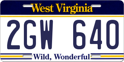 WV license plate 2GW640