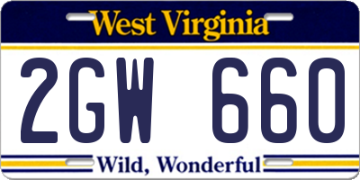 WV license plate 2GW660