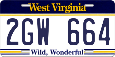 WV license plate 2GW664