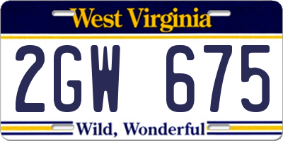 WV license plate 2GW675