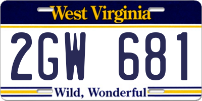 WV license plate 2GW681