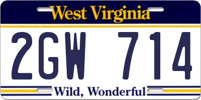 WV license plate 2GW714