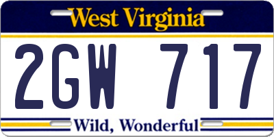 WV license plate 2GW717