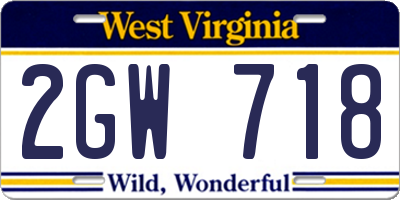 WV license plate 2GW718