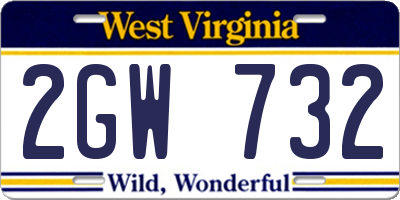 WV license plate 2GW732