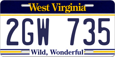 WV license plate 2GW735