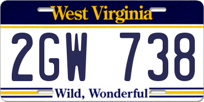 WV license plate 2GW738