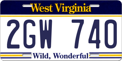 WV license plate 2GW740