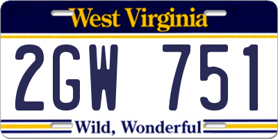 WV license plate 2GW751