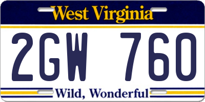 WV license plate 2GW760