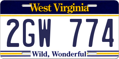 WV license plate 2GW774