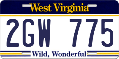WV license plate 2GW775