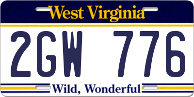WV license plate 2GW776