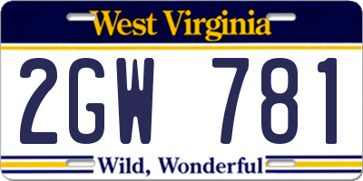 WV license plate 2GW781