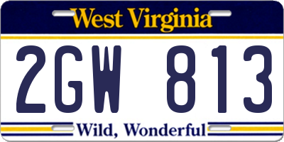 WV license plate 2GW813