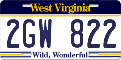 WV license plate 2GW822