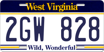 WV license plate 2GW828