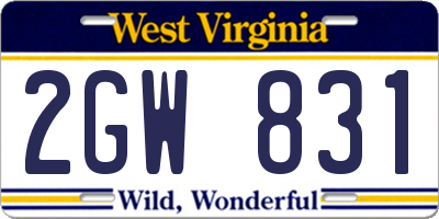 WV license plate 2GW831